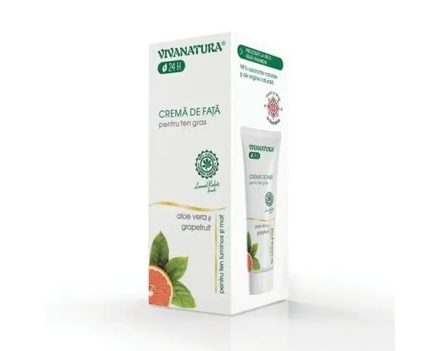 Crema de Fata Pentru Ten Gras cu Aloe Vera si Grapefruit, 75ml | Vivanatura
