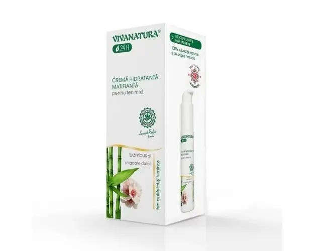 Crema Hidratanta Matifianta Pentru Ten Mixt cu Bambus si Migdale Dulci, 45ml | Vivanatura