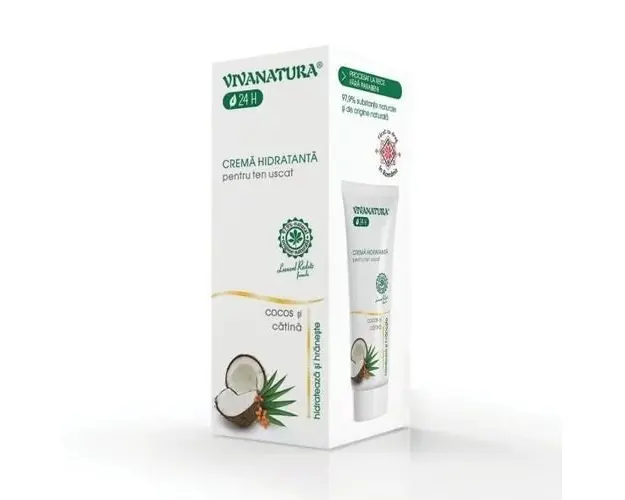 Crema de Fata Hidratanta Pentru Ten Uscat cu Cocos si Catina, 75ml | Vivanatura