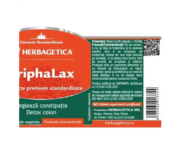 TriphaLax, 60 capsule | Herbagetica