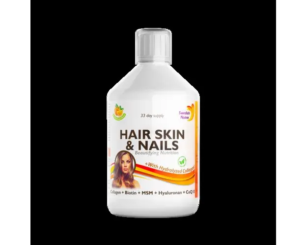 Hair Skin & Nails  Colagen Lichid Hidrolizat 1000mg + 27 Ingrediente Active, 500 ml | Swedish Nutra
