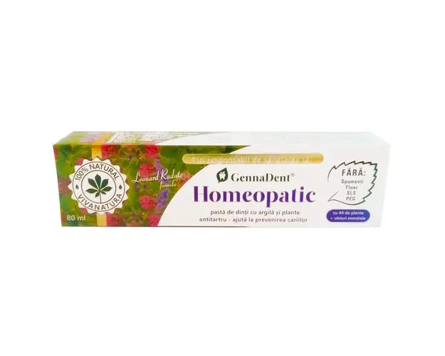 Gennadent Homeopatic Pasta de Dinti cu Argila si Plante, 80ml | Vivanatura