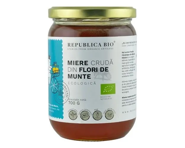 Miere de Flori de Munte Cruda, 700g ECO| Republica BIO