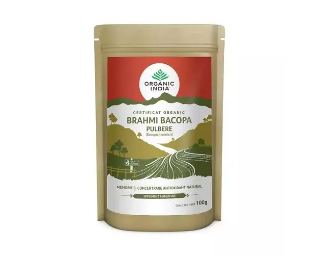 Brahmi - Bacopa Tonic Cerebral si Memorie Pulbere 100% Certificata organic, 100g ECO | Organic India