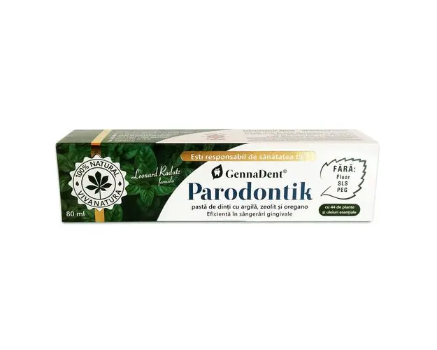 Gennadent Parodontik Pasta de Dinti cu Argila, Zeolit si Oregano, 80ml | Vivanatura