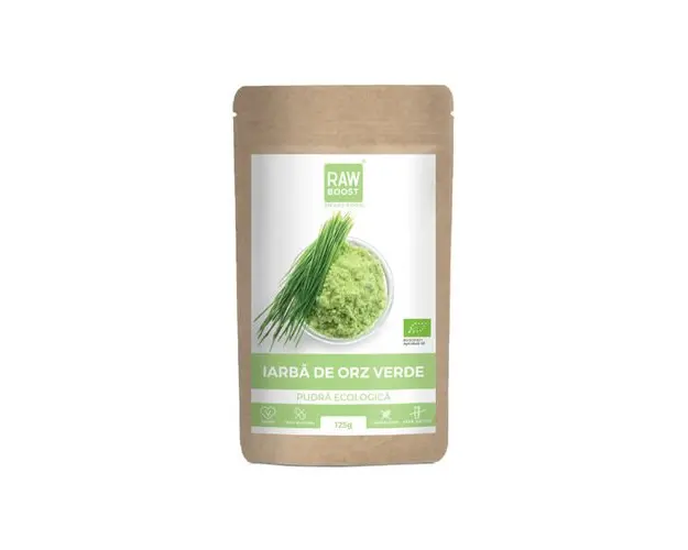 Iarba de Orz Pudra ECO - Alcalinizare si Revigorare Organism, 125g | Rawboost