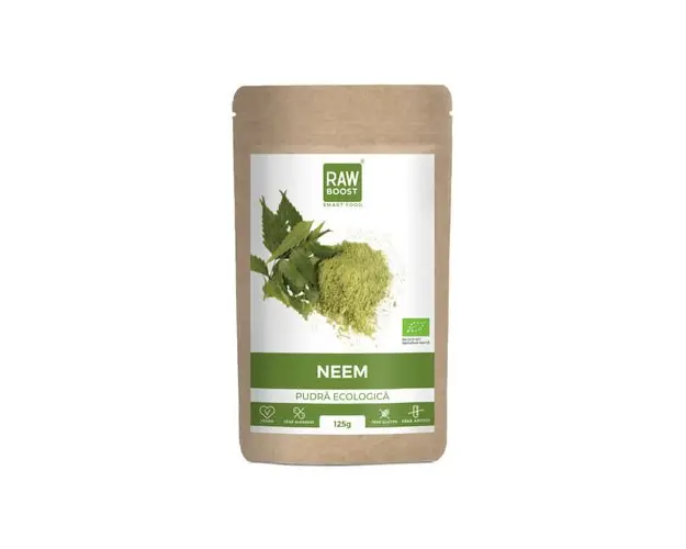 Neem Pudra ECO - Afectiuni Gastrointestinale, Dermatologice, 125g | Rawboost