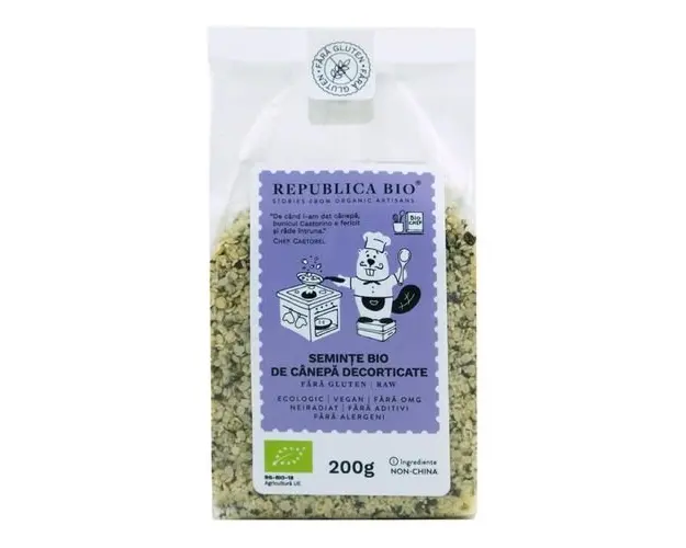 Seminte de Canepa Decorticate Fara Gluten, 200g ECO| Republica BIO