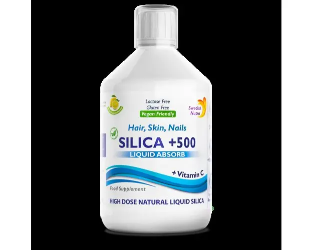 Siliciu Lichid 500 Mg + Vitamina C pentru Par, Piele, Unghii, Articulatii  Produs Vegan, 500 ml| Swedish Nutra
