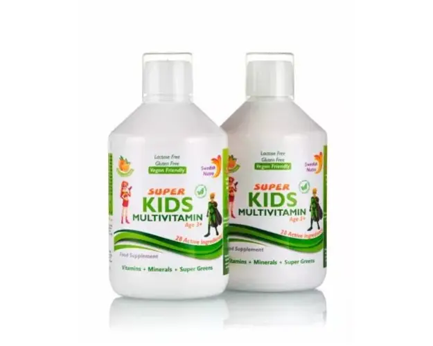 Pachet 2 x Super Kids Multivitamine Lichide pt Copii cu 28 Ingrediente, 500 ml | Swedish Nutra
