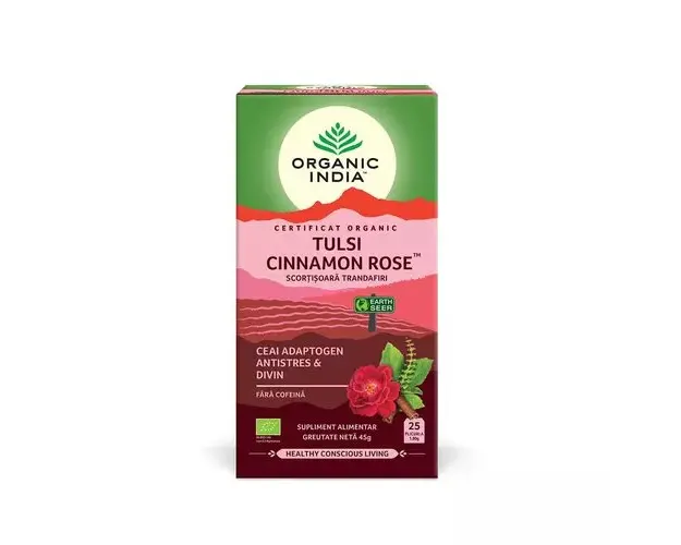 Ceai Adaptogen Tulsi Scortisoara Ceylon si Trandafir, 25pl ECO | Organic India