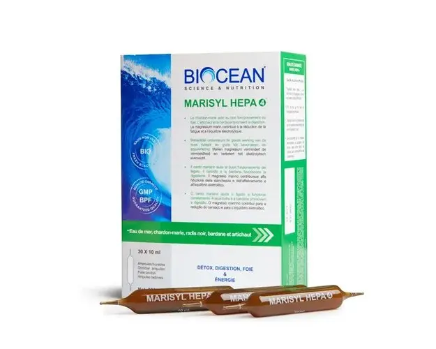Marisyl Hepa 4® - Plasma Marina cu Plante Medicinale - Detoxifiere Ficat, Digestie, Plus de Energie, 30x10ml | Biocean