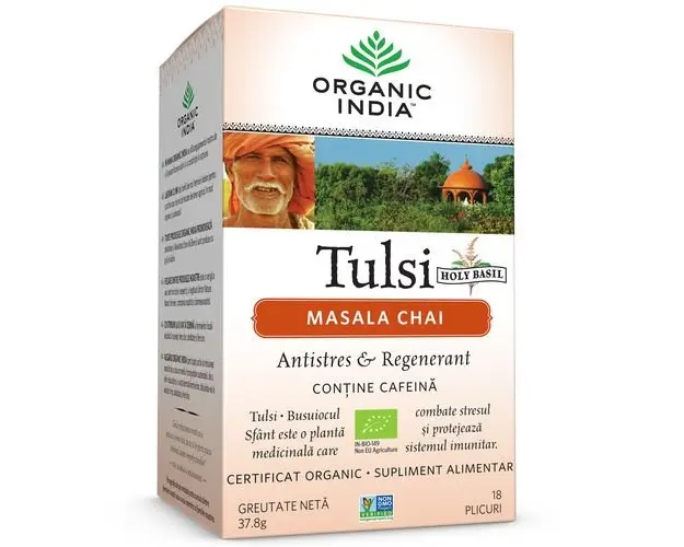 Ceai Tulsi Masala Chai, Antistres & Regenerant 18pl ECO| Organic India