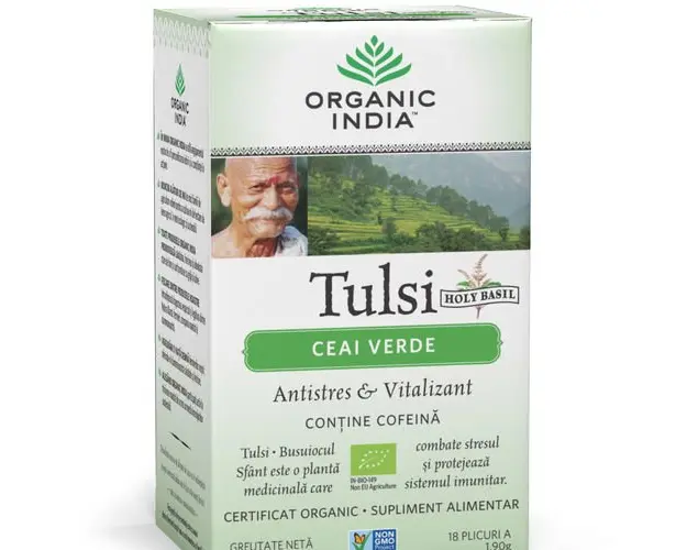 Ceai Verde Tulsi, Antistres & Vitalizant 18pl ECO| Organic India