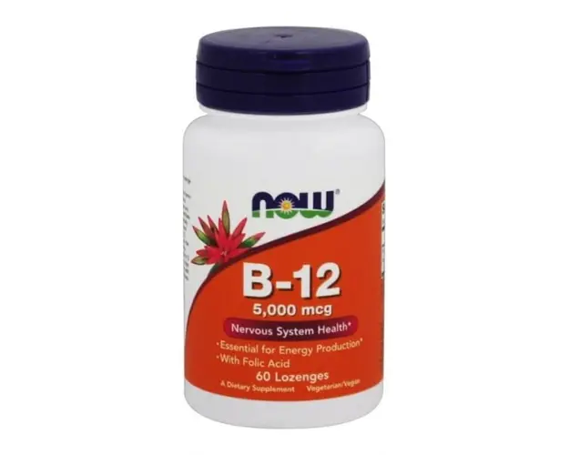 Now Vitamin B-12 with Folic Acid 5000 mcg 60 lozenges