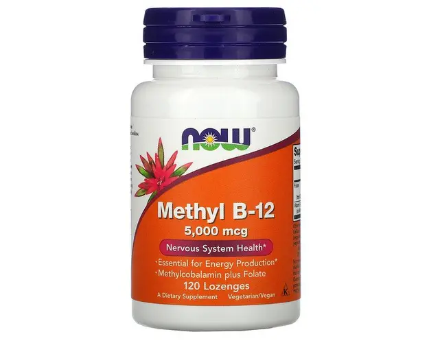 Now Methyl B-12 with Folic Acid 5000 mcg 120 lozenges
