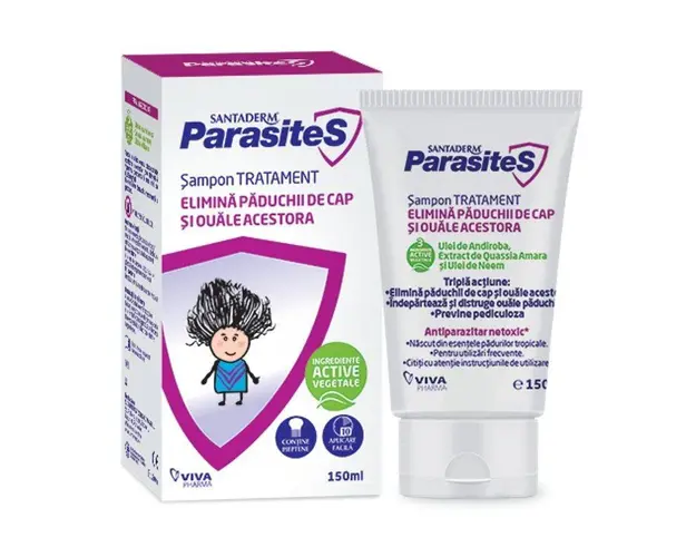 Santaderm Parasites sampon tratament paduchi, 150 ml