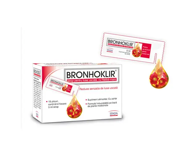Bronhoklir sirop pentru tuse uscata, 15 plicuri *5 ml 