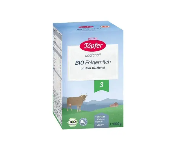 Lapte praf Bio 3 de la 10 luni, 600g, Topfer