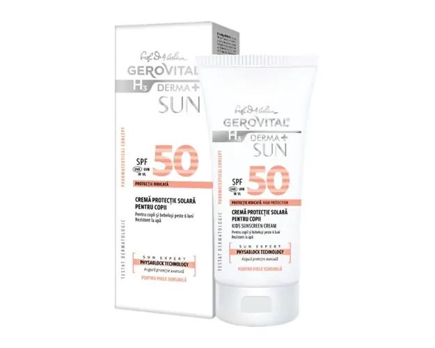 Crema protectie solara pentru copii SPF 50 H3 Derma+ Sun, 100 ml, Gerovital