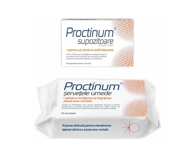 Proctinum Set Supozitioare, 10 bucati + servetele umede, 72 bucati CADOU