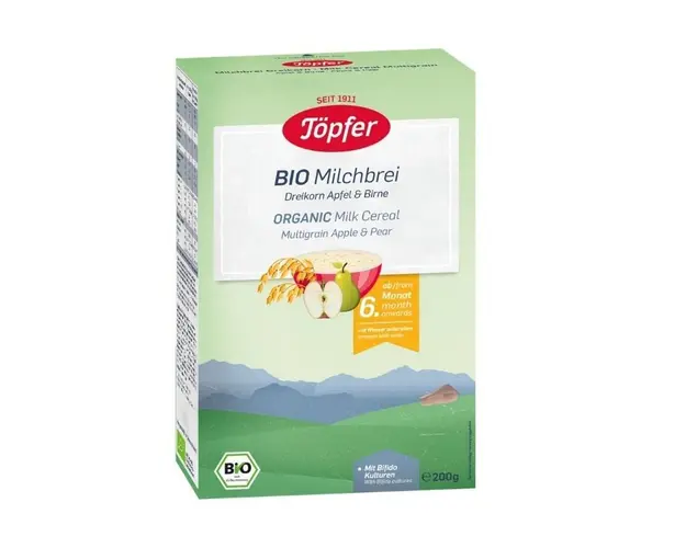 Topfer Multicereale Bio lapte + mere + pere 6 luni, 200 g