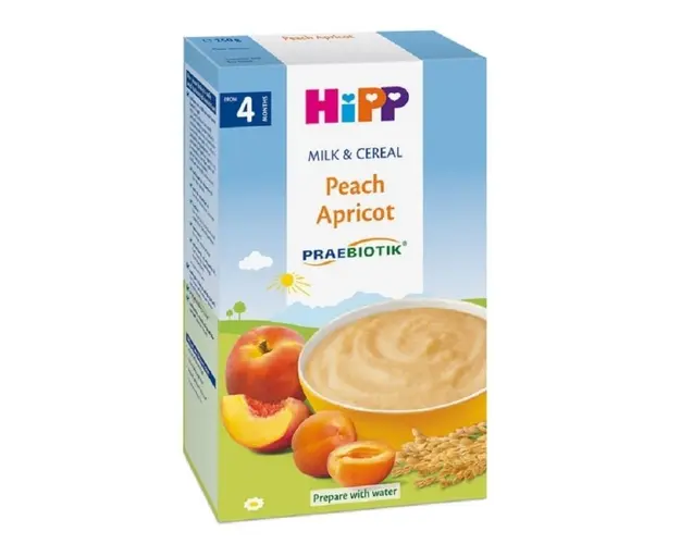 Hipp Lapte si Cereale cu Piersici si Caise, de la 4 luni, 250g