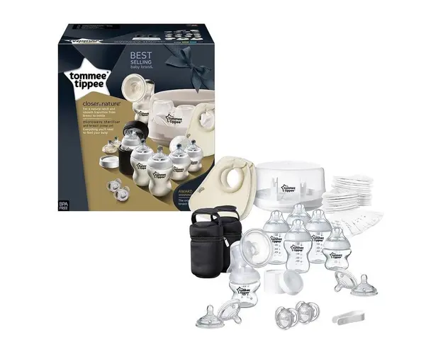 TOMMEE TIPPEE Set Sterilizator pentru microunde si pompa de san manuala