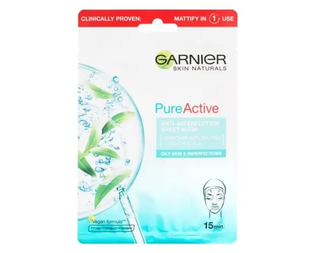 Garnier Pure Active masca servetel anti-imperfectiuni + arbore de ceai, 28 g