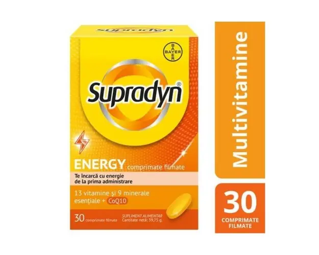 Supradyn Energy Multivitamine + Coenzima Q10, 30 comprimate