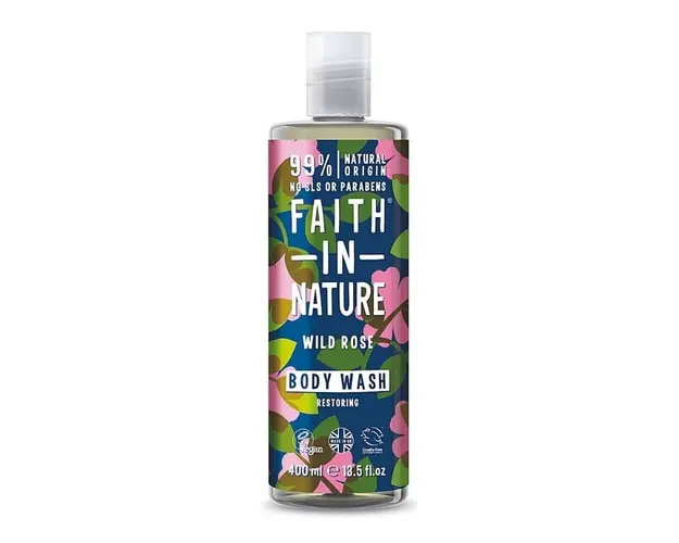 Faith in Nature Gel de dus natural, hidratant cu trandafir salbatic, 400 ml 