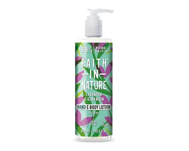 Faith in Nature Lotiune vegana relaxanta pentru corp si maini cu lavanda si muscata, 400 ml 