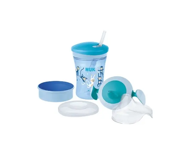 NUK Evolution All In 1, Set Cani invatare, albastru, 6 luni+, 230ml