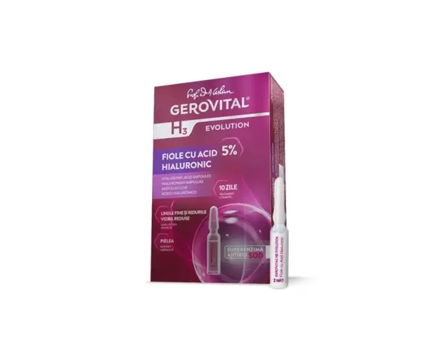 Gerovital H3 Evolution fiole cu acid hialuronic 5%, 10 fiole