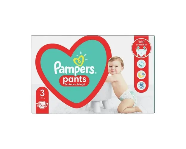 Pampers Pants Scutece chilotel Marimea 3 Midi, 6-11 kg, 128 bucati