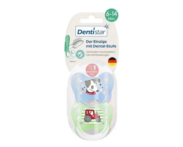 Suzete cu inel, silicon, talia 2 + Steribox, diverse modele, Dentistar