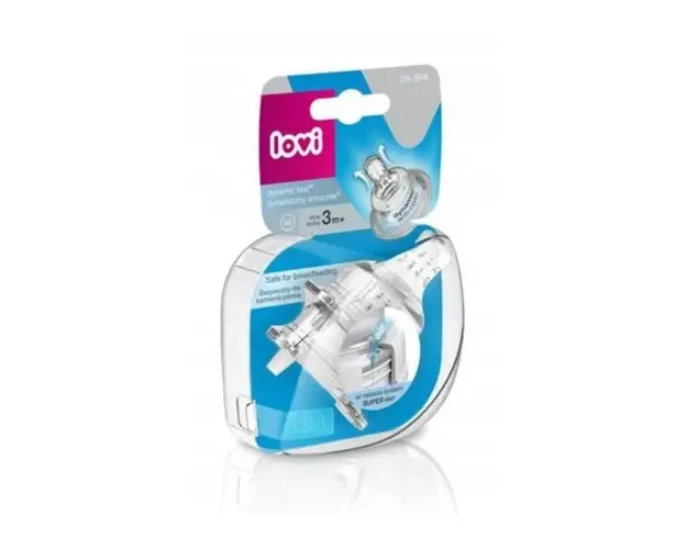 LOVI Dynamic, Tetina silicon, Cu flux lent, +3 luni, 2 bucati