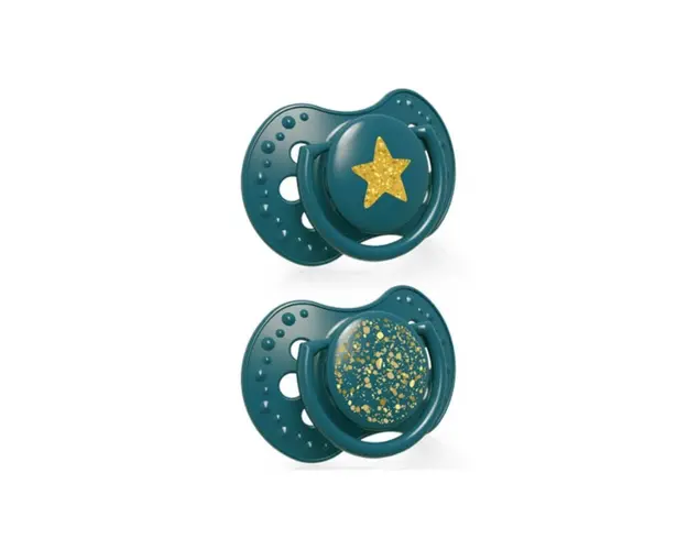 LOVI Suzeta Silicon Dynamic Stardust Green 22/893, 3-6 luni, 2 bucati