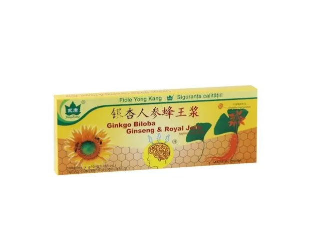 Yong Kang Ginkgo Biloba & Ginseng & Royal Jelly, 10 fiole