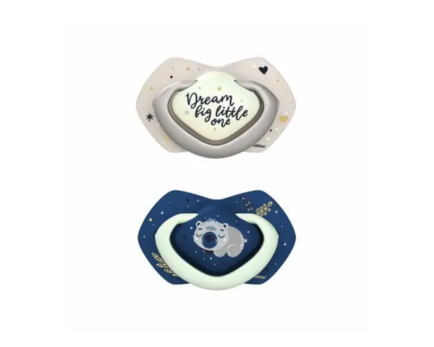 Canpol Babies Suzeta Simetrica de Silicon Sleepy Koala blu fosforescenta 22/659, 6-18 luni, 2 bucati