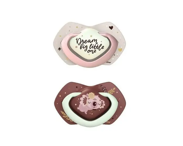 Canpol Babies Suzeta Simetrica de Silicon Sleepy Koala roz fosforescenta 22/659, 6-18 luni, 2 bucati
