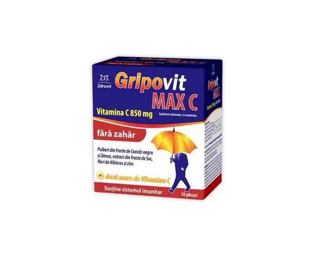 Gripovit Max C fara zahar, 10 plicuri