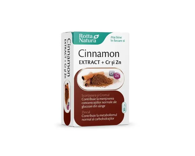 Rotta Natura Cinnamon EXTRACT + Crom si Zinc, 30 capsule