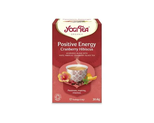 Yogi Tea Ceai Energie pozitiva cu merisor si hibiscus, 17 plicuri