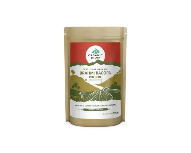 ORGANIC INDIA Brahmi Bacopa Pulbere Memorie si Concentrare, 100g