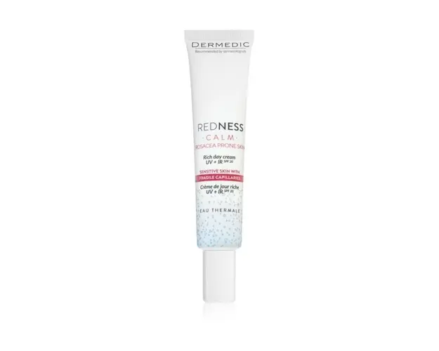 Crema de zi rich UV+IR SPF 20 pentru piele cuperozica REDNESS CALM, 40 ml, Dermedic
