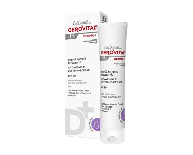 Crema antirid emolienta SPF30 H3 Derma+, 30 ml, Gerovital