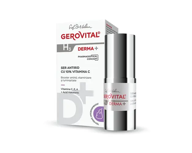 Ser antirid cu 10% Vitamina C H3 Derma+, 15 ml, Gerovital