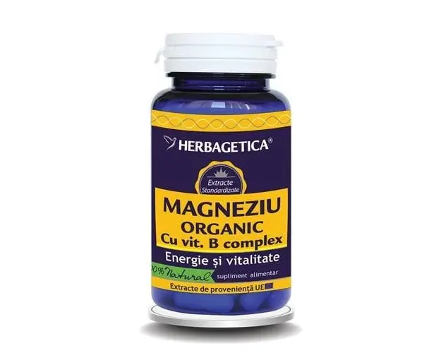 Magneziu organic cu vitamina B complex, 120 capsule, Herbagetica