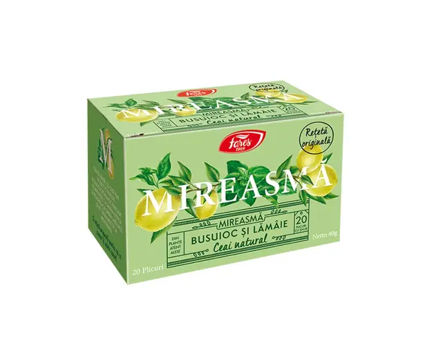 Ceai natural - mireasma busuioc si lamaie, 20 plicuri, FARES